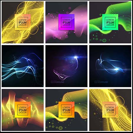 炫彩科幻科技抽象波纹装饰线条第一素材网矢量背景精选