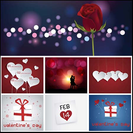 浪漫情人节婚礼邀请函玫瑰花爱心第一素材网矢量背景精选插图