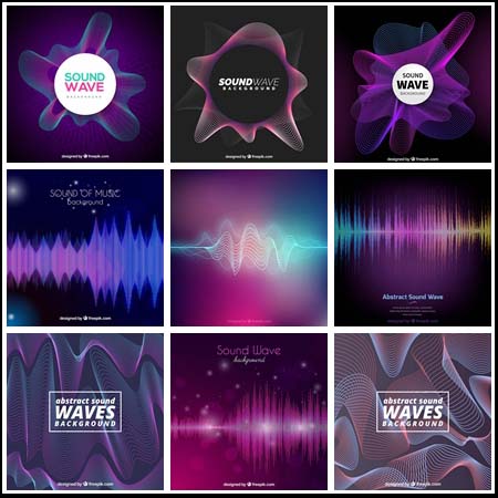 漂亮的几何抽象声波波纹海报背景素材