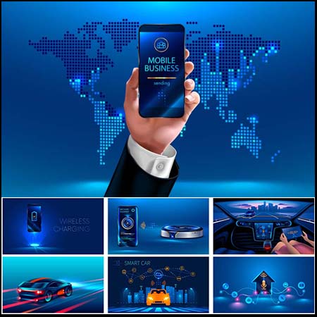 物联网时尚手机人工智能新能源汽车自动驾驶素材