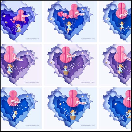 8款三八妇女节女神节创意插画背景海报AI矢量图