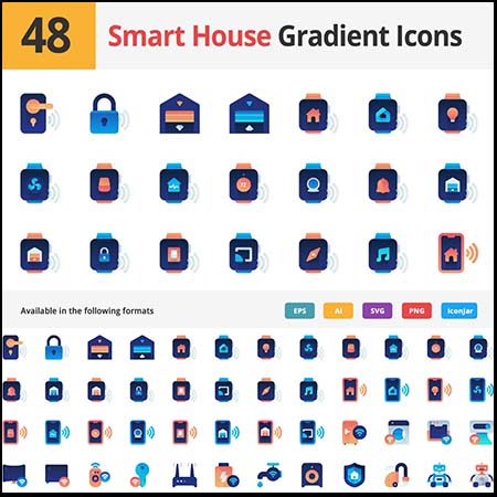 48个智能家居智能房子第一素材网矢量图标精选