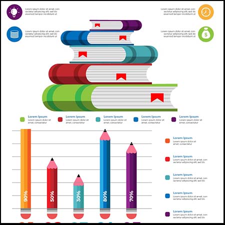 铅笔和书本图案信息图表