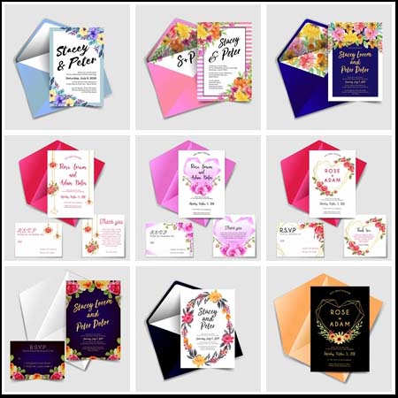9款花卉邀请函贺卡第一素材网矢量素材精选