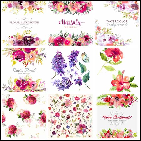 水彩花卉装饰第一素材网矢量素材精选