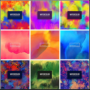 水彩彩色斑点和污迹飞溅的图案素材