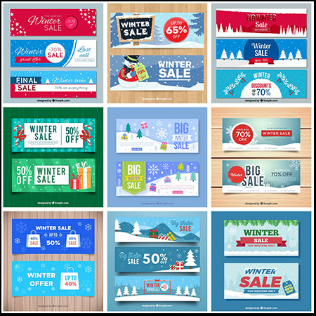 冬季雪花雪人背景商场打折促销横幅模板