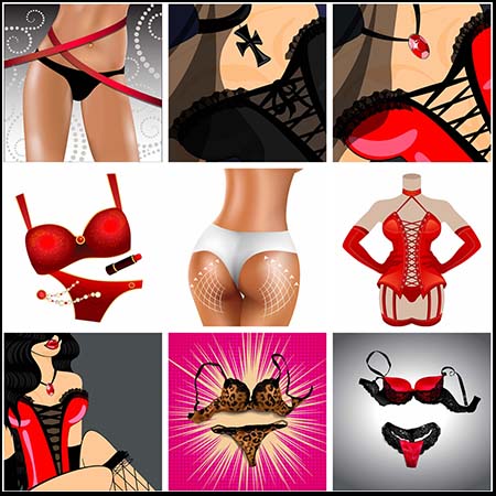 穿内衣的性感女性矢量卡通人物