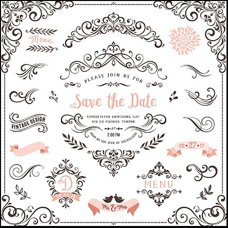 欧式花纹边框和花边第一素材网矢量模板精选