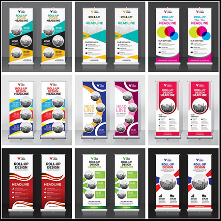 17款企业宣传展板易拉宝第一素材网矢量模板精选