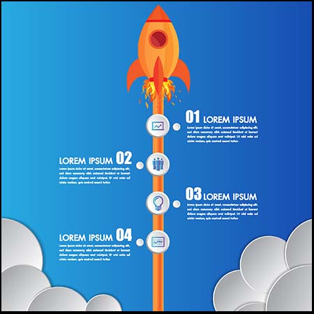 卡通火箭背景信息图表素材