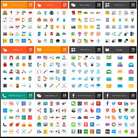 1440个科学技术扁平化第一素材网矢量图标精选icon集合
