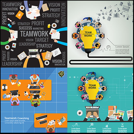 5款俯视人物企业办公信息图表插图