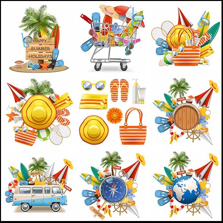 夏季旅行旅游购物第一素材网矢量插图精选