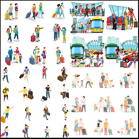 4套人物旅游旅行第一素材网矢量素材精选