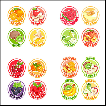 圆形水果标签贴签LOGO标志