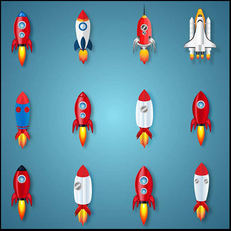 卡通动漫飞行上升的火箭第一素材网矢量素材精选