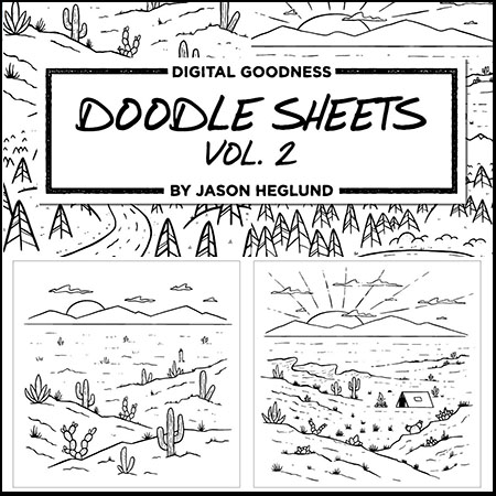 手绘涂鸦风格盆景，仙人掌涂鸦景观AI素材