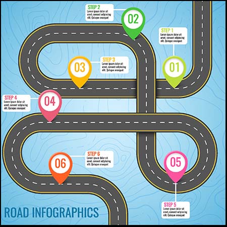 高速环形公路定位图标信息图表素材