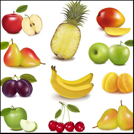 17个水果切片的水果剥皮香蕉第一素材网矢量素材精选