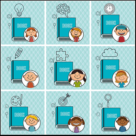 可爱学校儿童学习设计素材