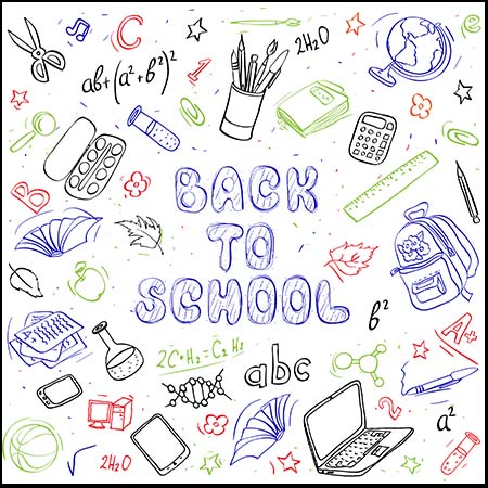 6套学校学习工具手绘涂鸦素材