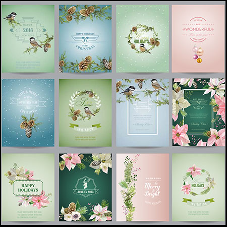 20款简约清新的春季冬季圣诞节传单海报