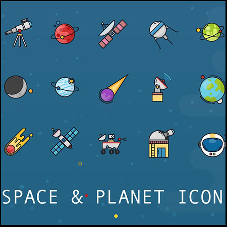 扁平化行星和太空星球第一素材网矢量图标精选
