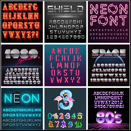 18款个性漂亮的英文字母和数字第一素材网矢量素材精选