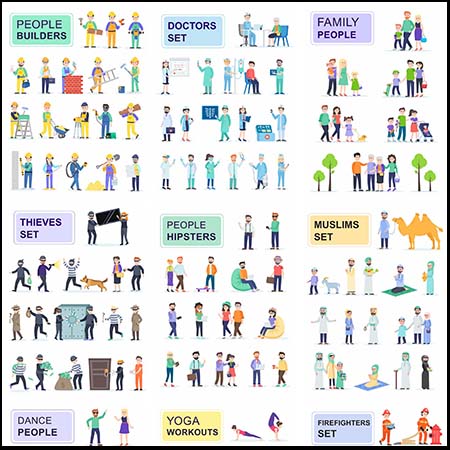 20套商务办公人物和体育运动欢庆人物素材