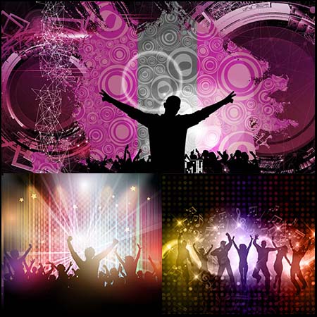 热舞演唱会人物剪影欢呼背景素材