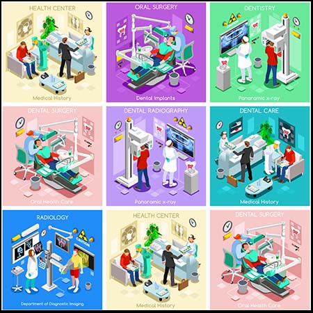 医院医生诊断身体检查2.5D第一素材网矢量插图精选