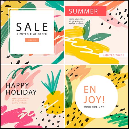 6款夏季彩色横幅背景素材