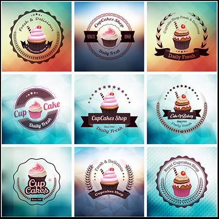 10款纸杯水果蛋糕LOGO标志背景素材