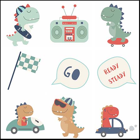 dino dudes小恐龙系列矢量剪贴画