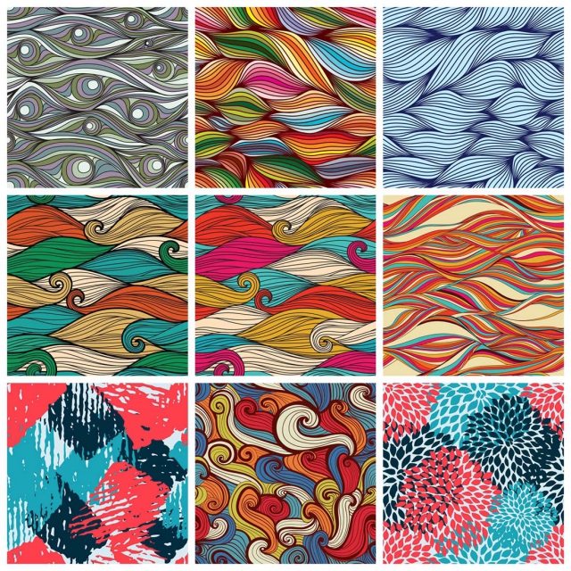 抽象彩色波纹和几何图案第一素材网矢量背景精选