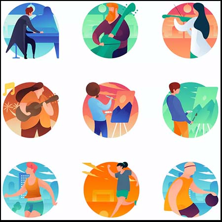 47个体育运动休闲人物第一素材网矢量图标精选