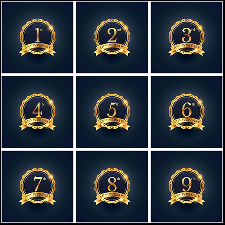 30款金色周年庆第一素材网矢量图标精选