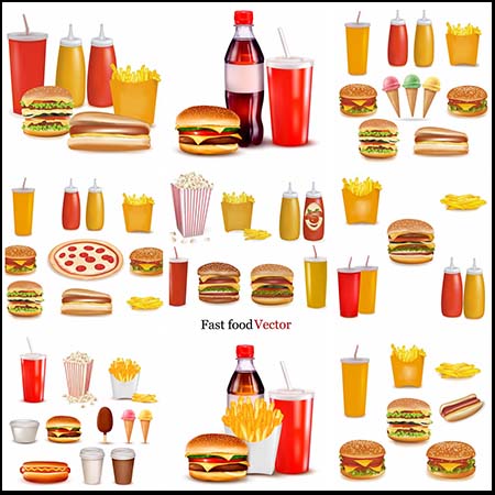 薯条汉堡面包爆米花快餐食品第一素材网矢量素材精选