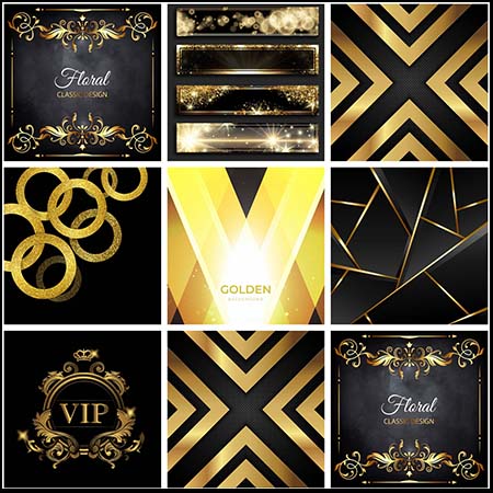 7款VIP会员卡烫金色第一素材网矢量背景精选