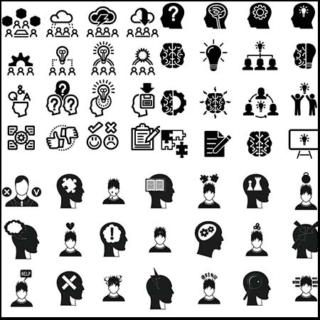 头脑大脑灵感灯泡第一素材网矢量图标精选