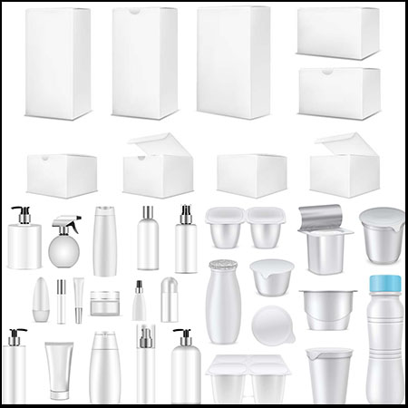 盒子纸巾盒化妆品瓶子矢量样机模型