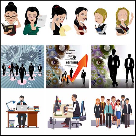 企业集团人员办公室团队工作理念设计人物素材