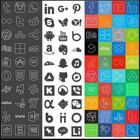 1400+枚社交媒体第一素材网矢量图标精选