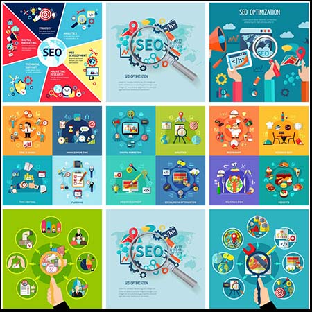 17款SEO网络服务第一素材网矢量插图精选