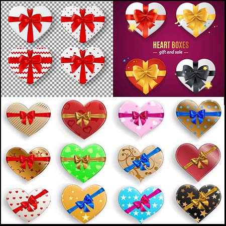 扎蝴蝶结的3D爱心包装盒矢量模型