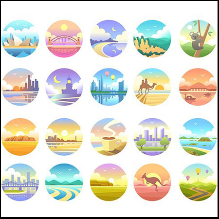 20个澳大利亚图标渐变元素