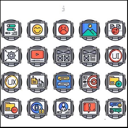 20个圆形计算机电脑第一素材网矢量图标精选