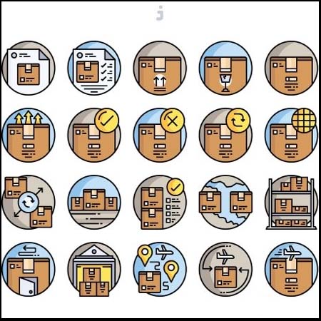 20个圆形物流运输第一素材网矢量图标精选