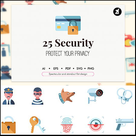 25个互联网支付安全矢量扁平化图标